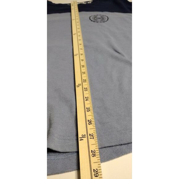 PINK Women’s Top Size Large Blue Colorblock Long Sleeve Pullover Round Neck Logo - Picture 5 of 7